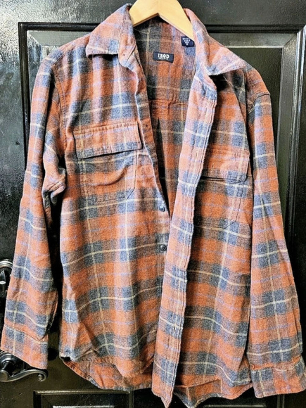 Men's Plaid Shirt in Orange & Gray Like New